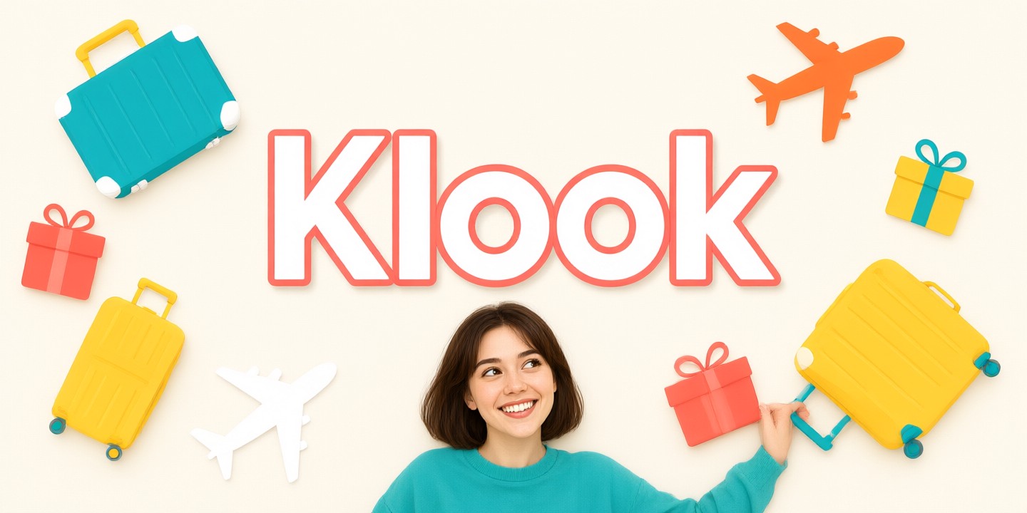Klook Travel Deals: Book Japan & Korea Trips A traveler checking smartphone bookings for Klook travel deals in a bustling Asian city square.