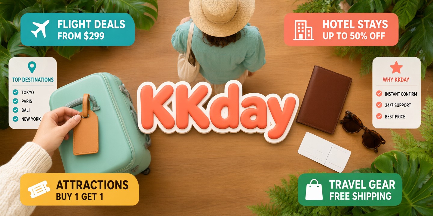 KKday Travel Deals: Japan, Korea & Southeast Asia A traveler planning a trip to Asia using the KKday platform on a smartphone.