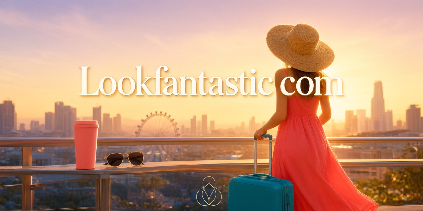 Lookfantastic Beauty Deals and Skincare Essentials A curated collection of luxury skincare bottles and makeup palettes arranged on a marble surface representing Lookfantastic inventory.