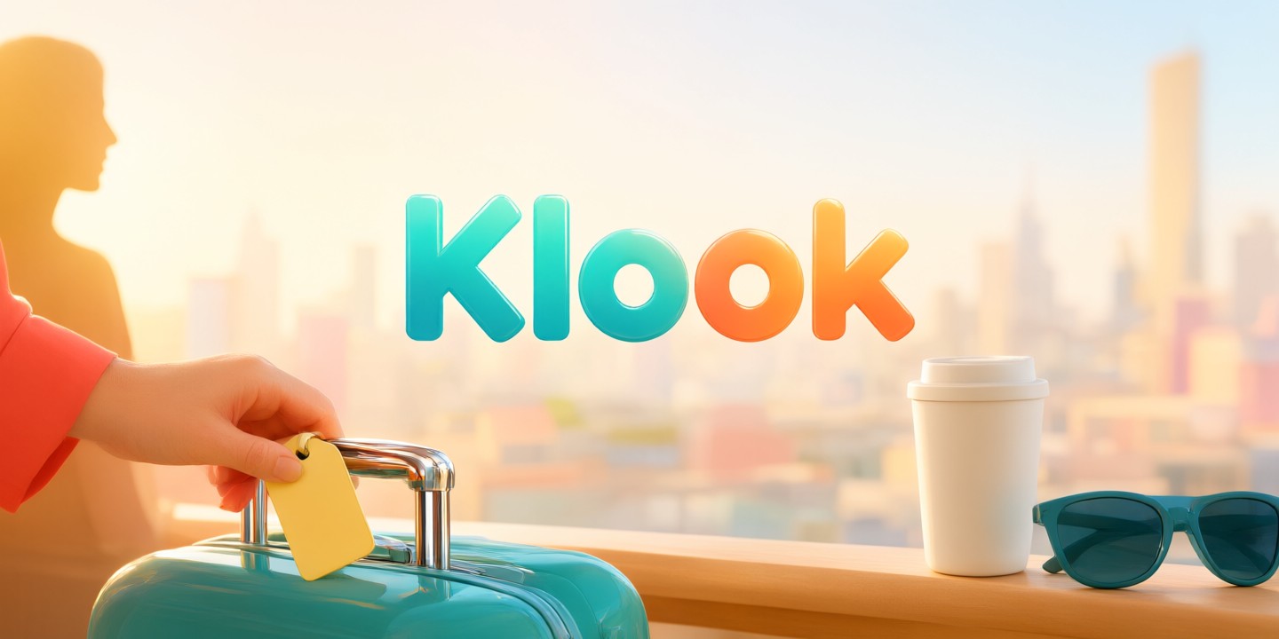 Klook Travel Deals: Top Experiences in Asia A traveler holding a smartphone displaying the Klook app interface while standing in front of a scenic Asian landmark.