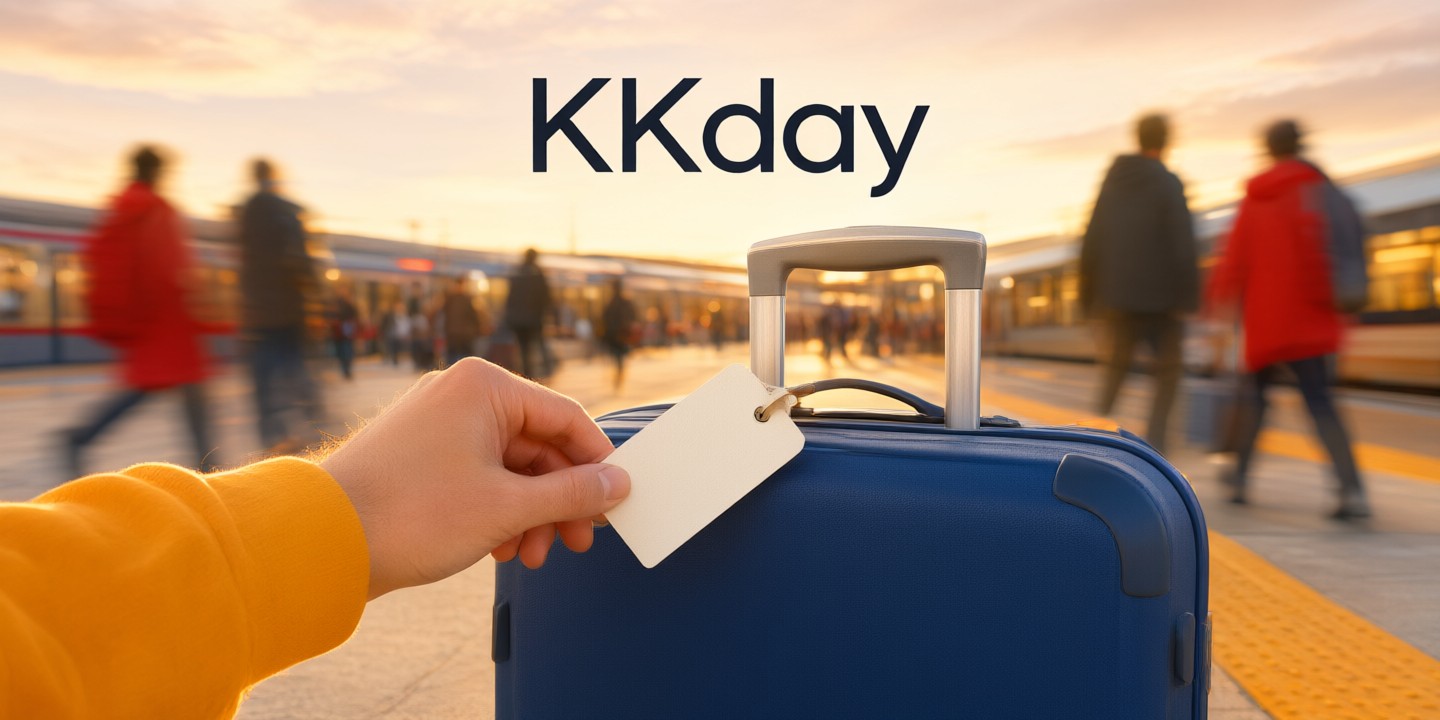 KKday Travel Deals: Book Tours and Activities A traveler using a smartphone to browse the KKday app interface showing various tour options.