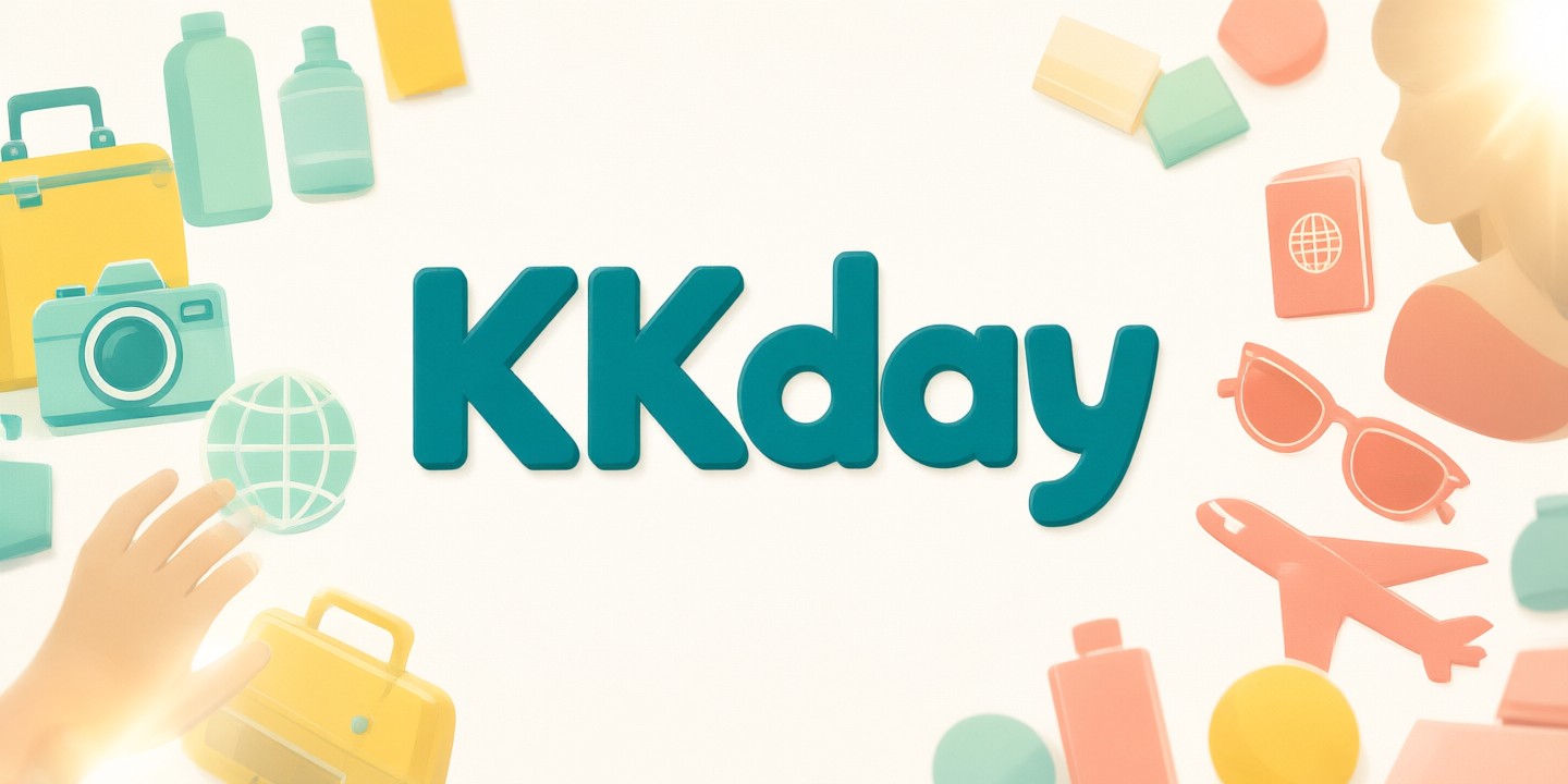 KKday Travel Deals: Explore Asia with Savings A traveler holding a smartphone displaying the KKday app interface against a scenic Asian backdrop.