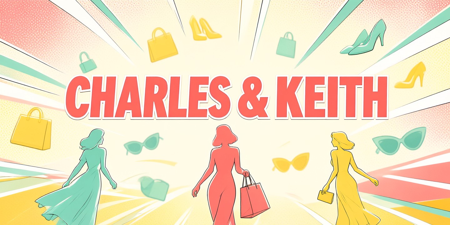 Charles & Keith Shopping Guide and Exclusive Offers A curated selection of handbags and shoes from Charles & Keith arranged on a minimalist background.