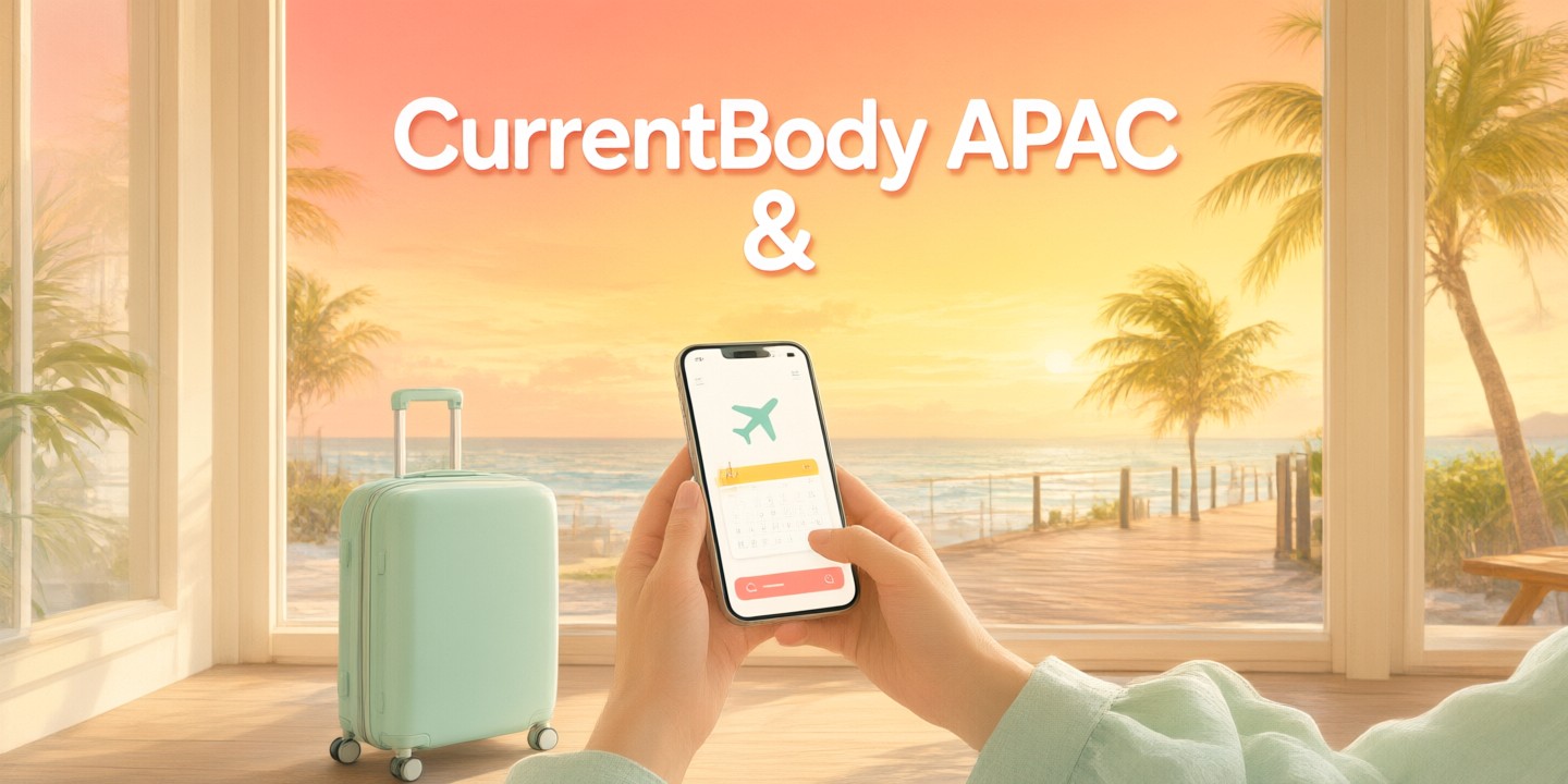 CurrentBody APAC & AU Beauty Tech Deals A sleek LED face mask displayed on a vanity table alongside other skincare devices from CurrentBody.