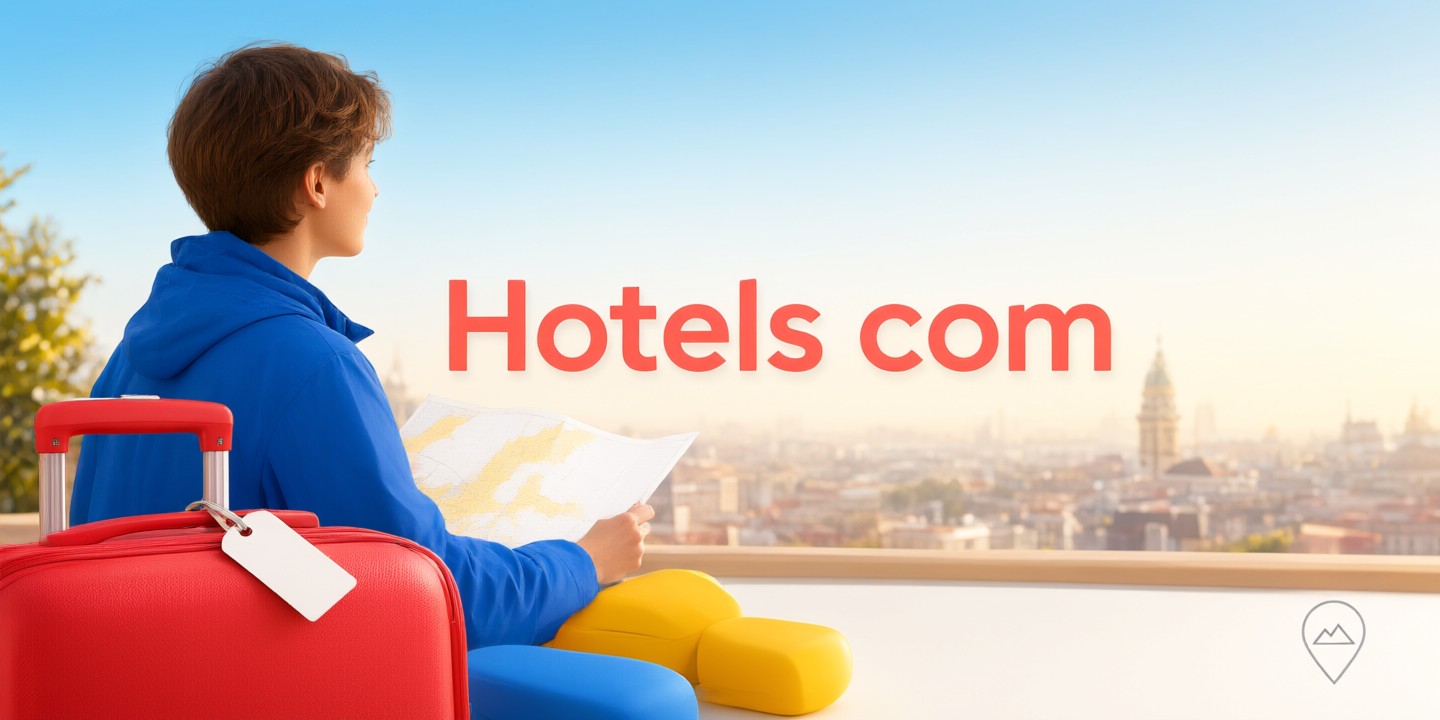 Hotels.com Deals: Smart Booking Guide for Global Travelers A traveler using a smartphone to browse Hotels.com deals in a cozy hotel lobby.