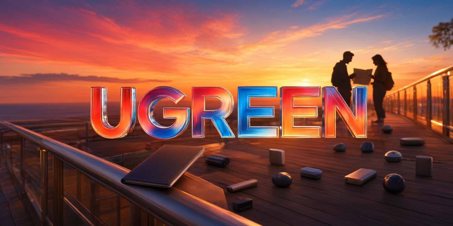 UGREEN Limited-Time Deals: Top Tech Essentials A collection of sleek UGREEN charging cables and power banks arranged on a modern desk.