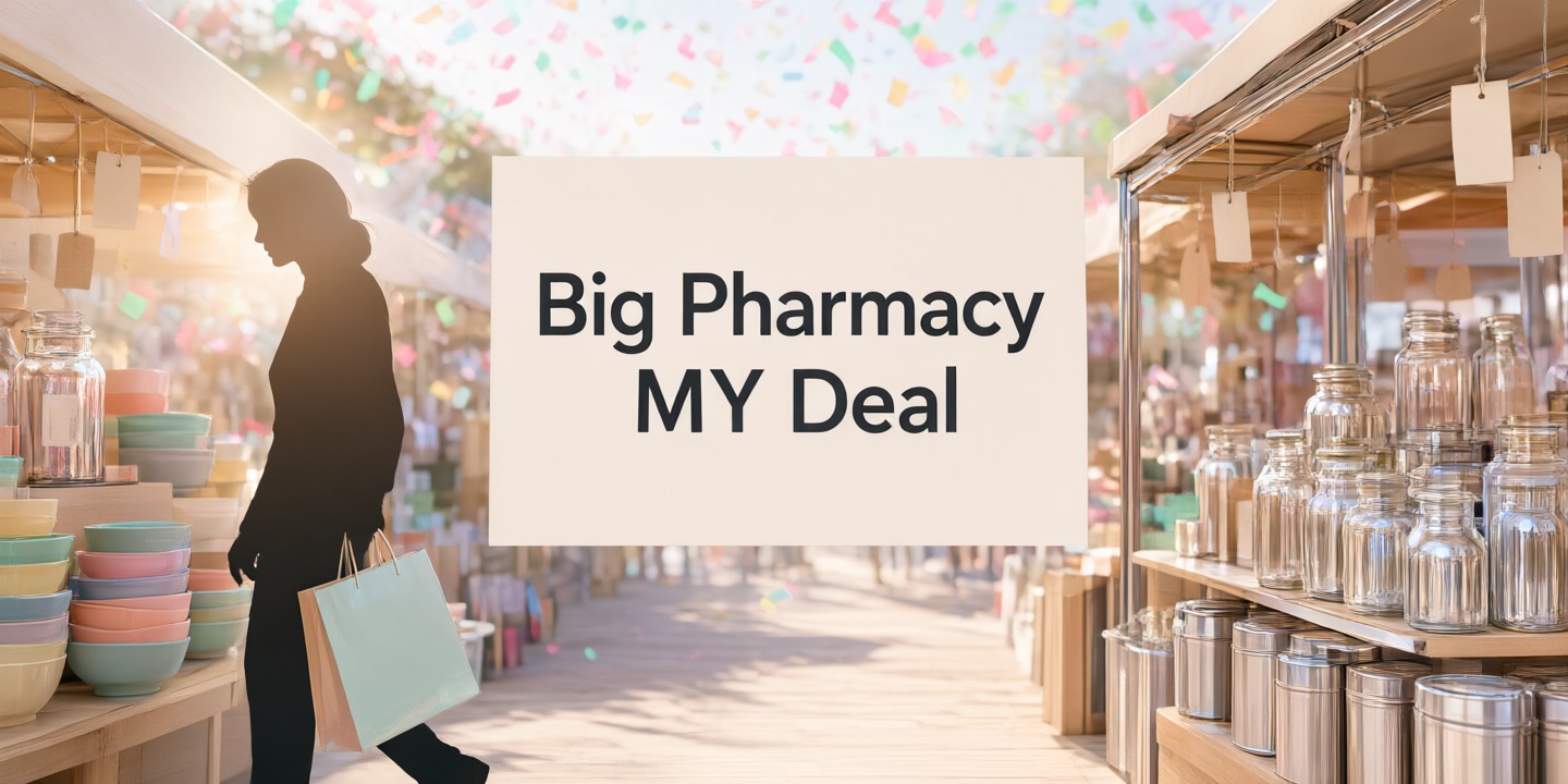 Big Pharmacy MY Limited-Time Health Deals A curated selection of wellness essentials from Big Pharmacy displayed in a modern retail setting.