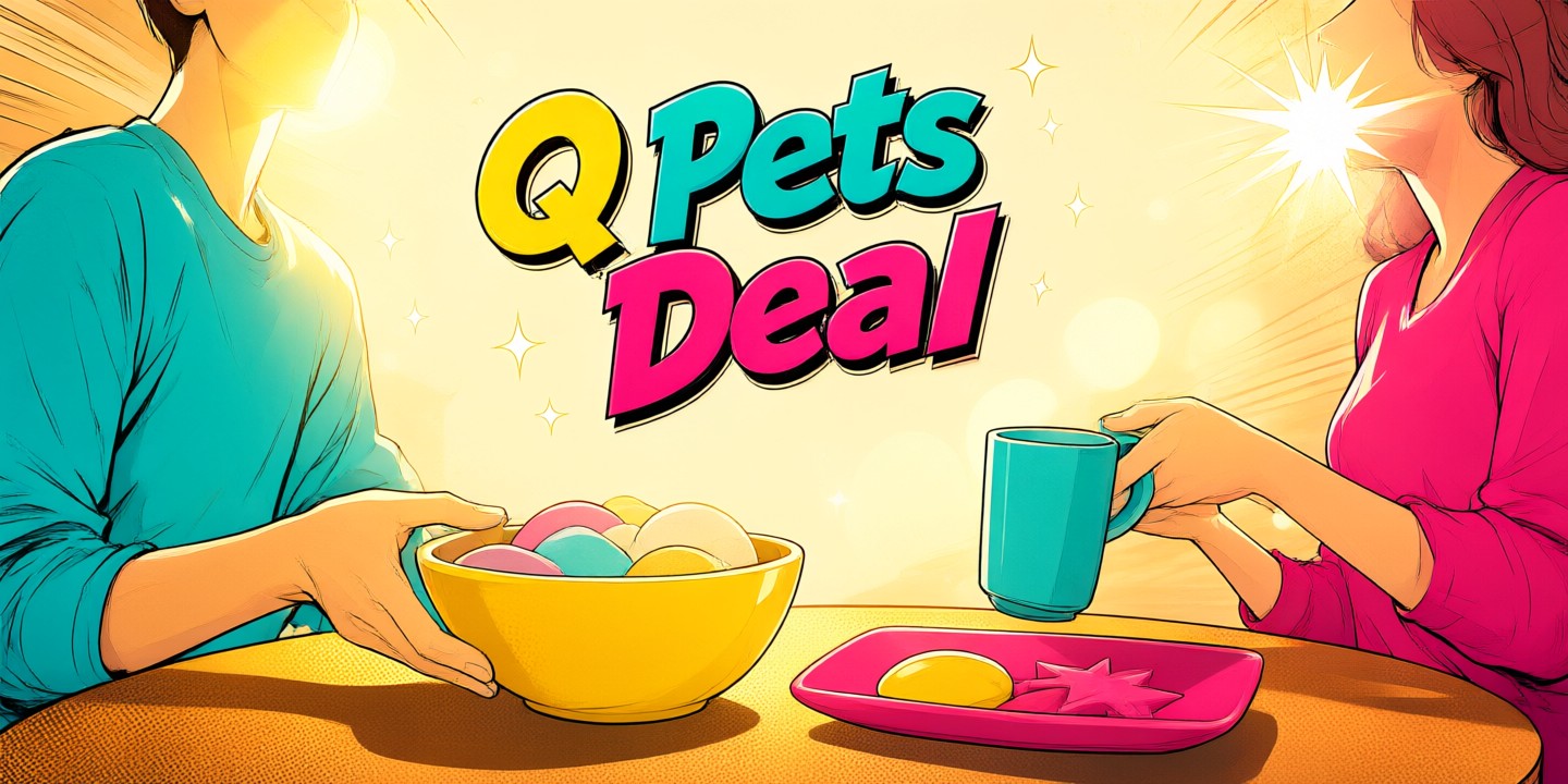 Q-Pets Limited-Time Offers for Pet Essentials A happy dog and cat surrounded by premium supplies from Q-Pets.