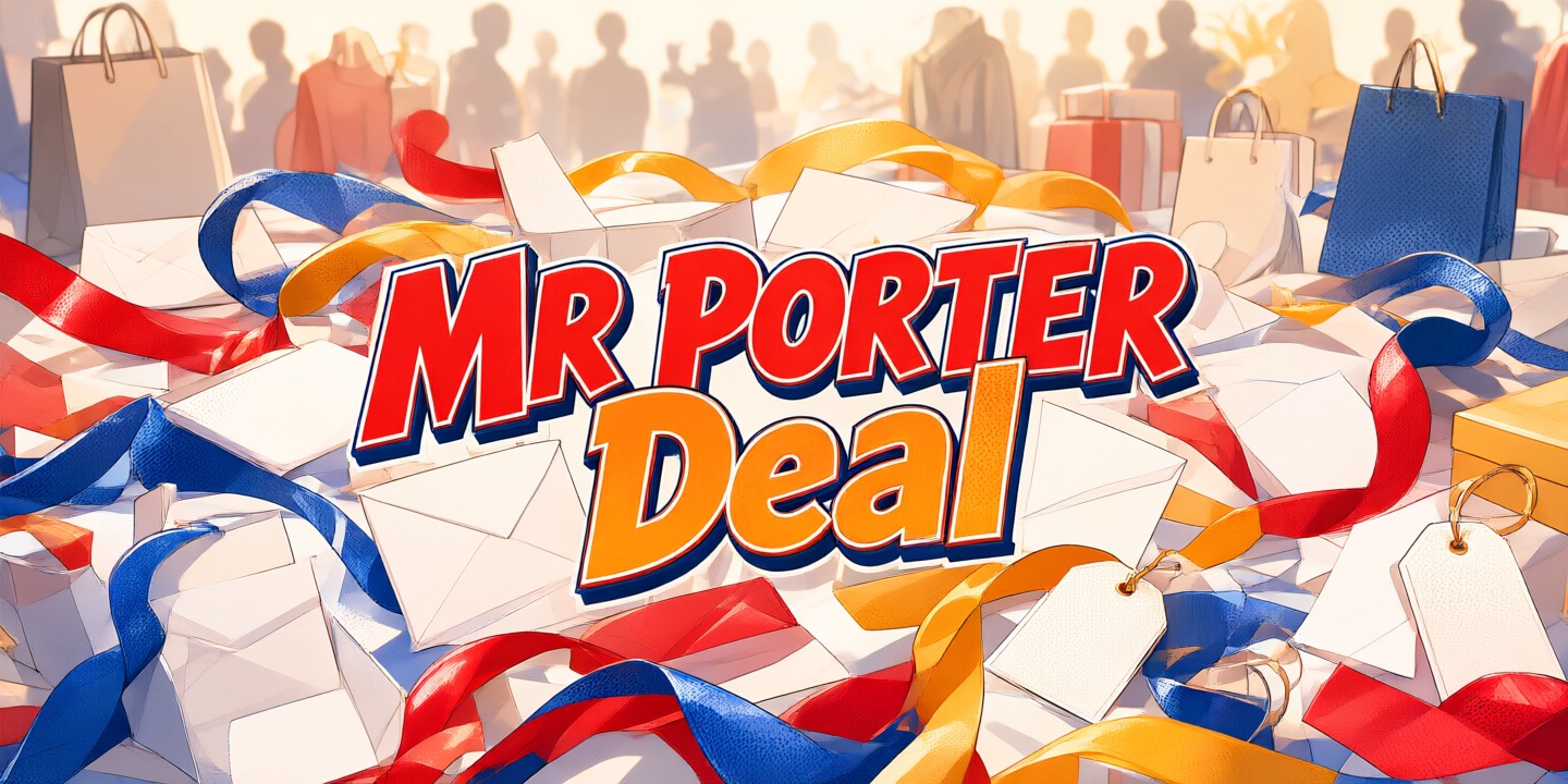 MR PORTER Limited-Time Fashion Offers A sophisticated display of tailored suits and premium leather goods at the MR PORTER online boutique.