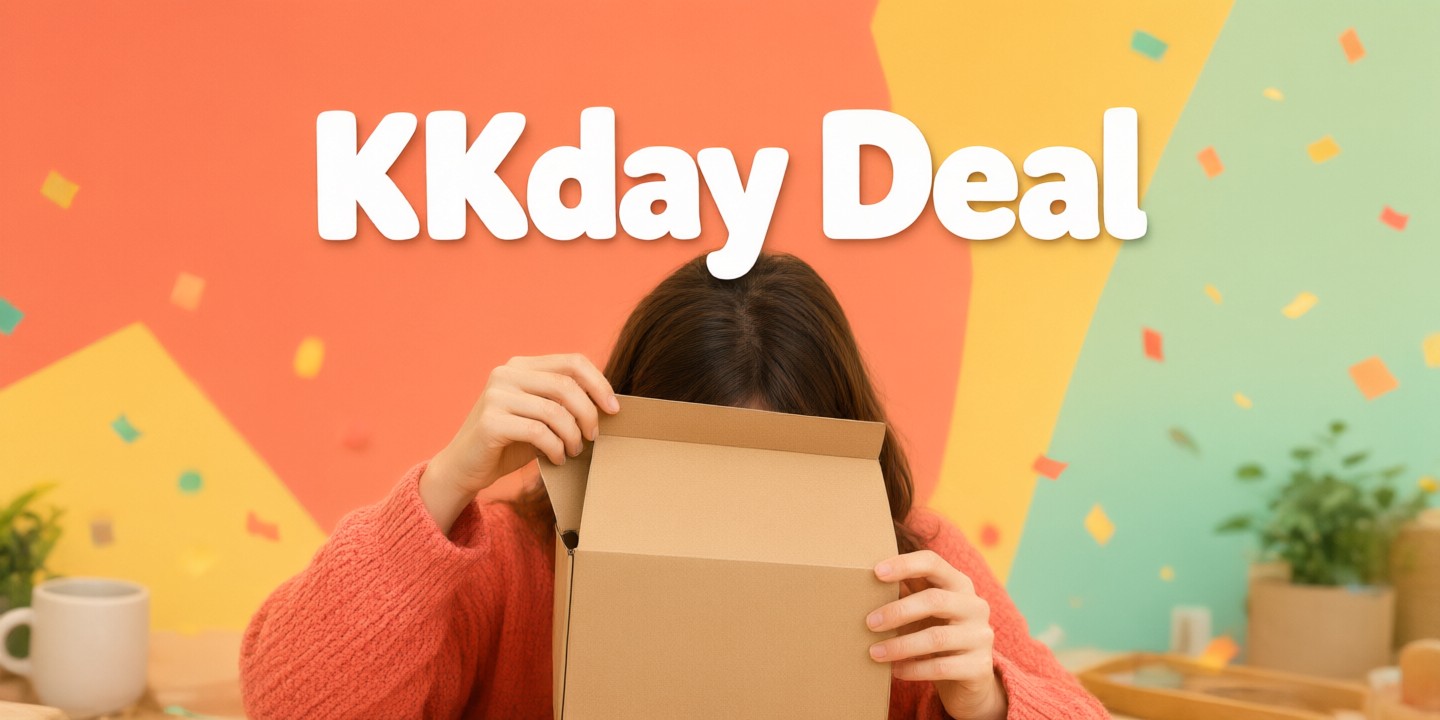 KKday Deals: Explore Asia Travel Packages A traveler using a smartphone to browse the KKday app interface while standing in front of a scenic Asian landmark.