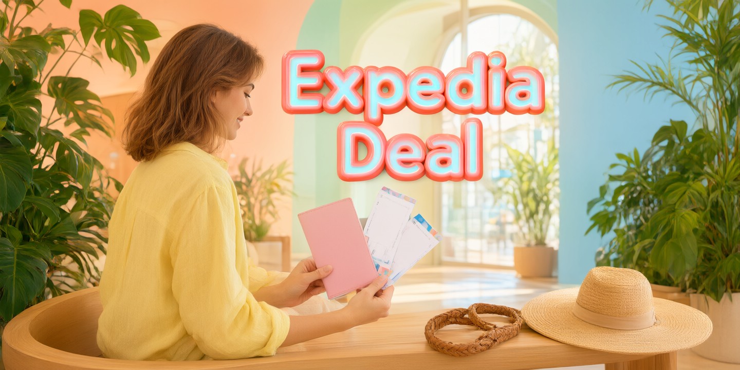 Expedia Travel Deals: Plan Your Next Asia Getaway A traveler using a smartphone to browse Expedia travel deals for an upcoming Asian vacation.
