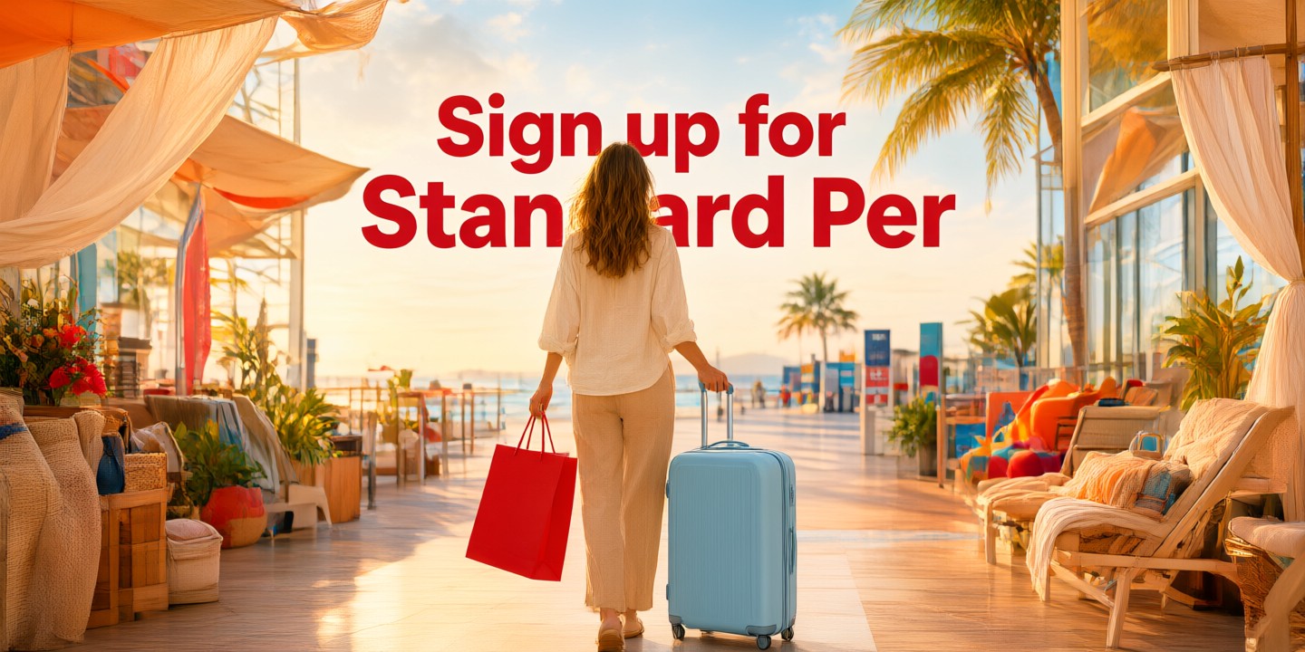 Income Insurance Limited: Travel Protection Deals A traveler checking their smartphone for policy details while standing at an airport gate featuring Income Insurance branding.