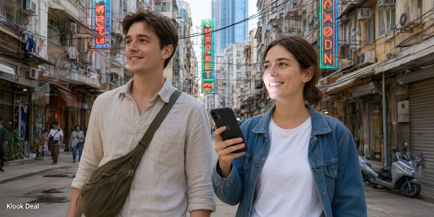 Klook Travel Deals: Explore Asia’s Top Attractions Travelers enjoying scenic views in Asia using Klook booking services