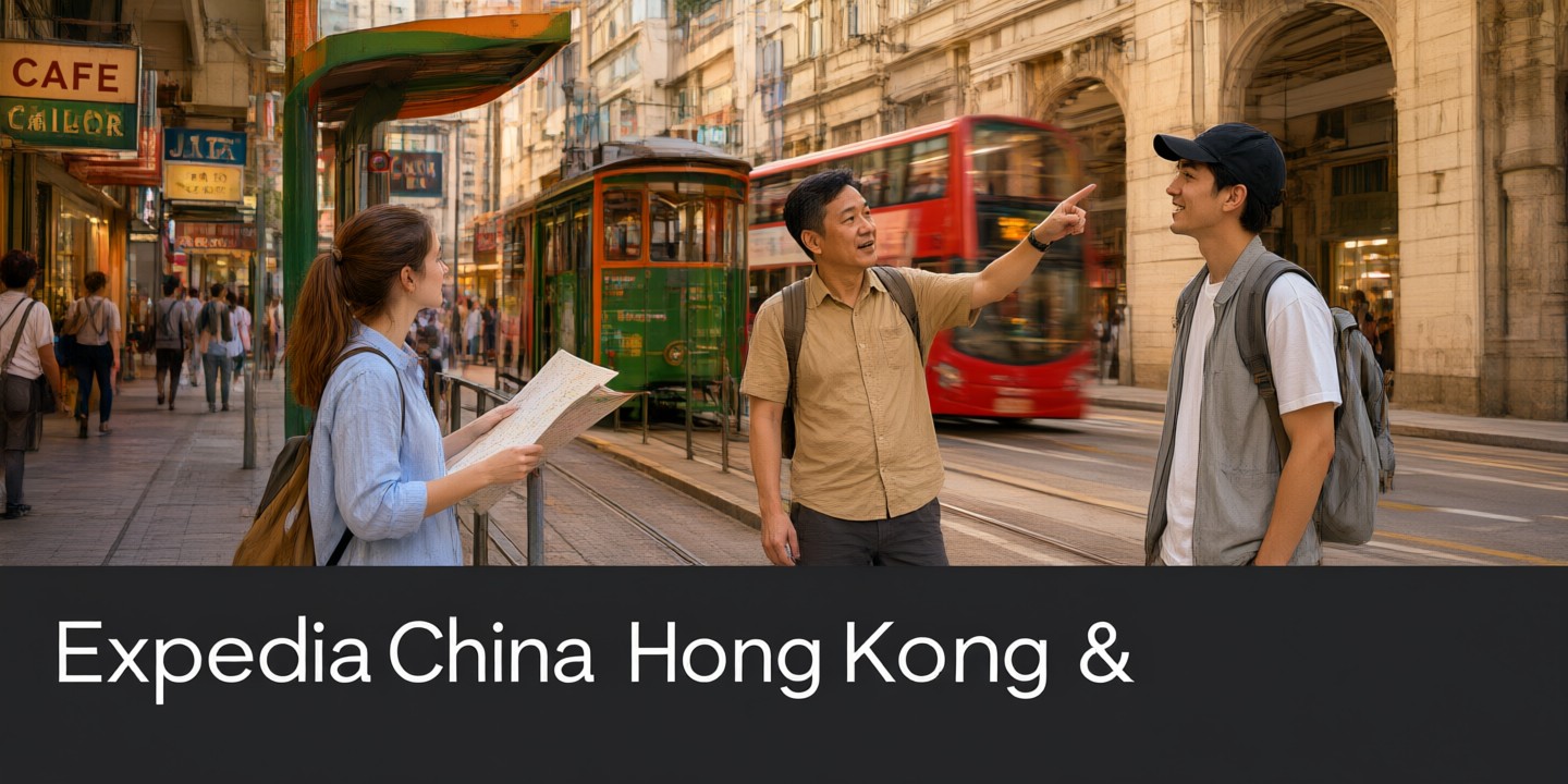 Expedia Travel Deals for Asia Destinations A traveler planning an itinerary on a laptop showing Expedia travel deals for Asian destinations.