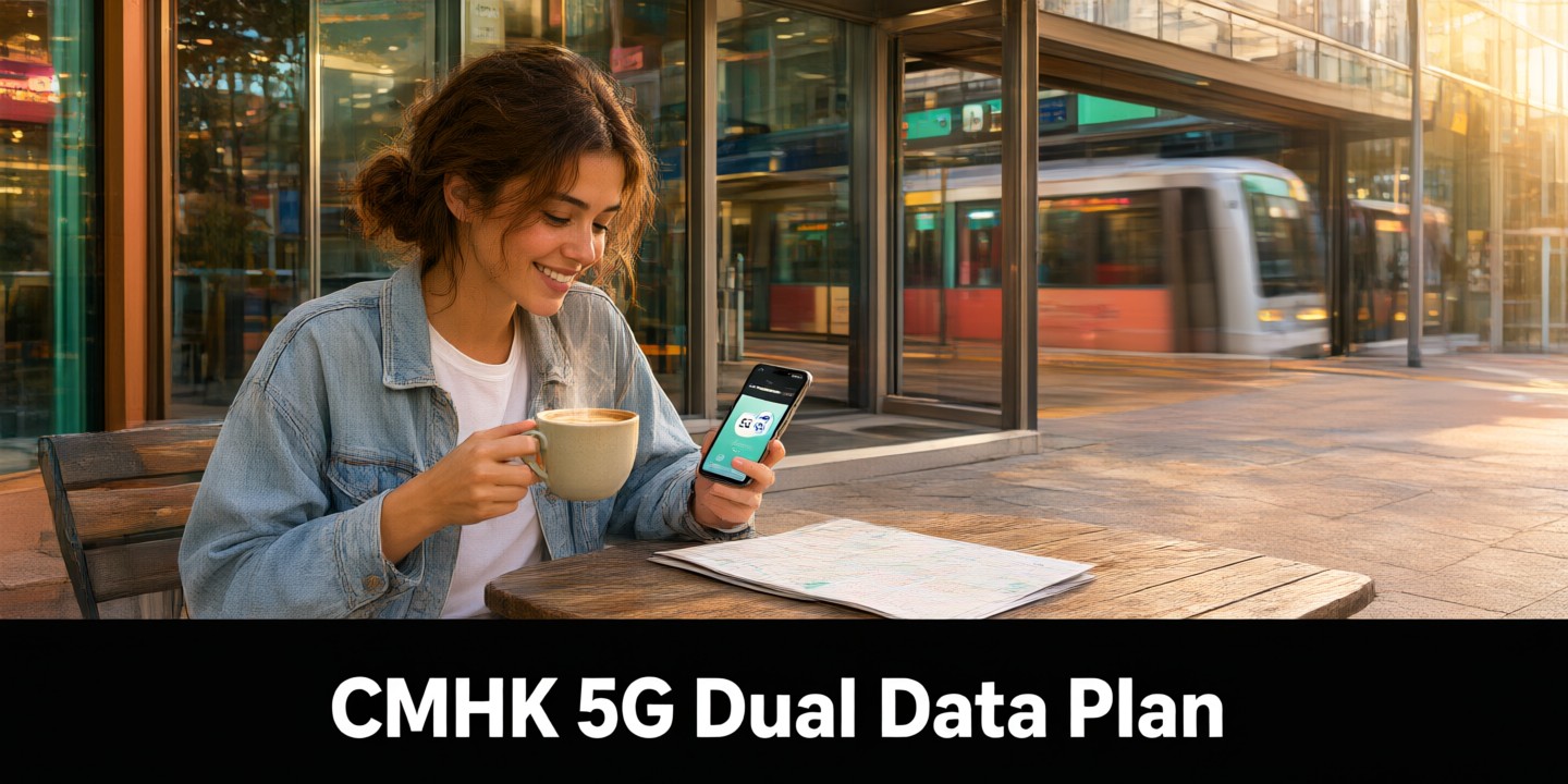 CMHK Mobile Plans for Travelers: Smart Data Deals Traveler holding a smartphone showing the CMHK mobile app interface with map connectivity icons.