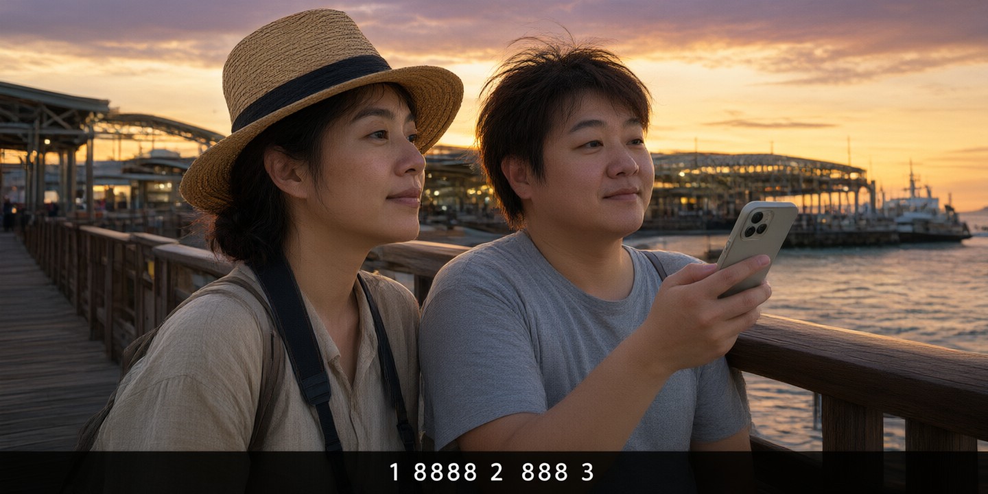 KKday Travel Deals for Japan, Korea & Asia A traveler holding a smartphone displaying the KKday app interface while standing at a scenic Asian landmark.