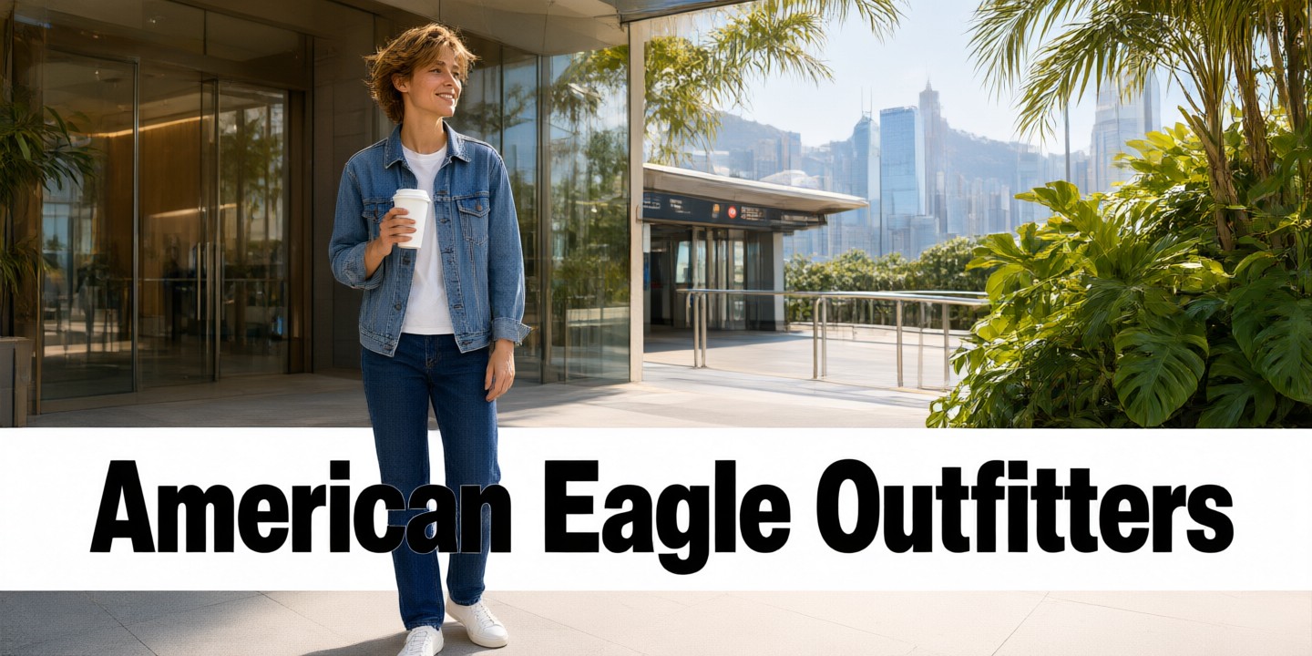 American Eagle Outfitters Hong Kong Style Guide A stylish shopper browsing denim jackets at American Eagle Outfitters