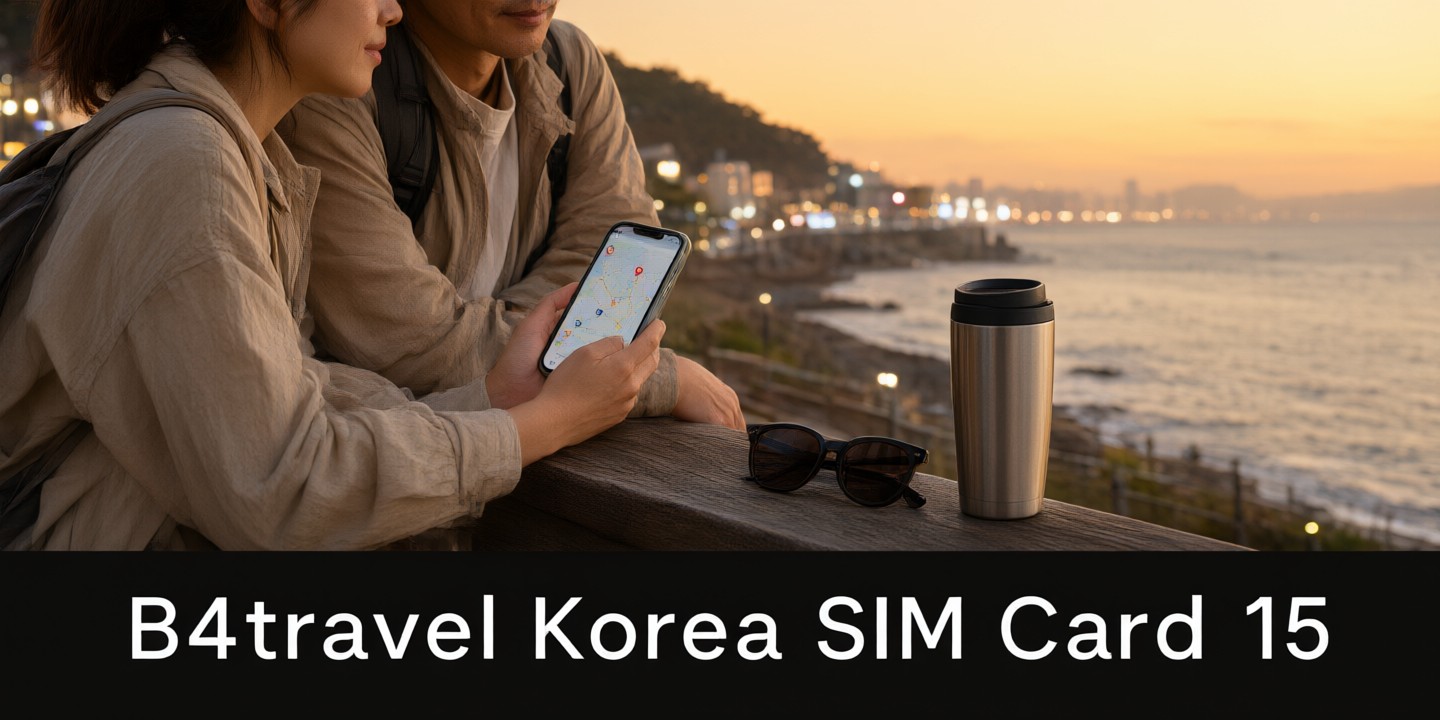 B4Travel Hong Kong Phone Card Deals for Global Travelers A traveler holding a smartphone with the B4Travel logo displayed on the screen against an airport backdrop.