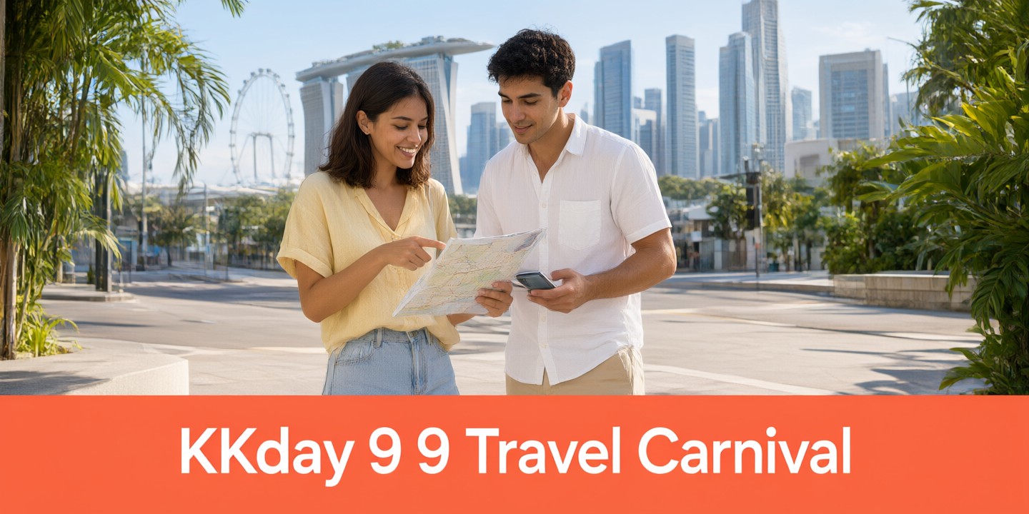 KKday Travel Deals: Top Experiences in Asia A traveler checking their smartphone for confirmed tickets on a KKday tour in a bustling Asian market.