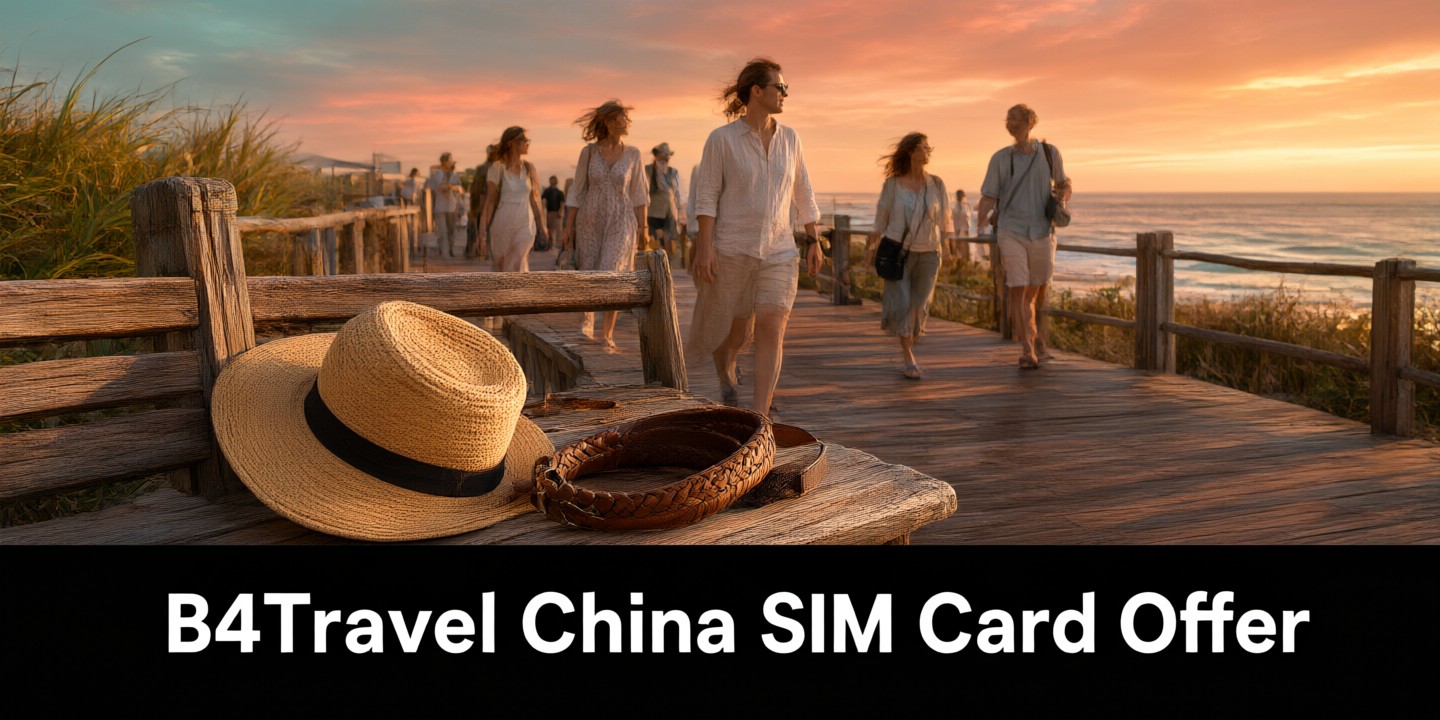 B4Travel Phone Card Deals for Global Travelers A traveler holding a smartphone displaying the B4Travel interface while standing at an airport departure gate.