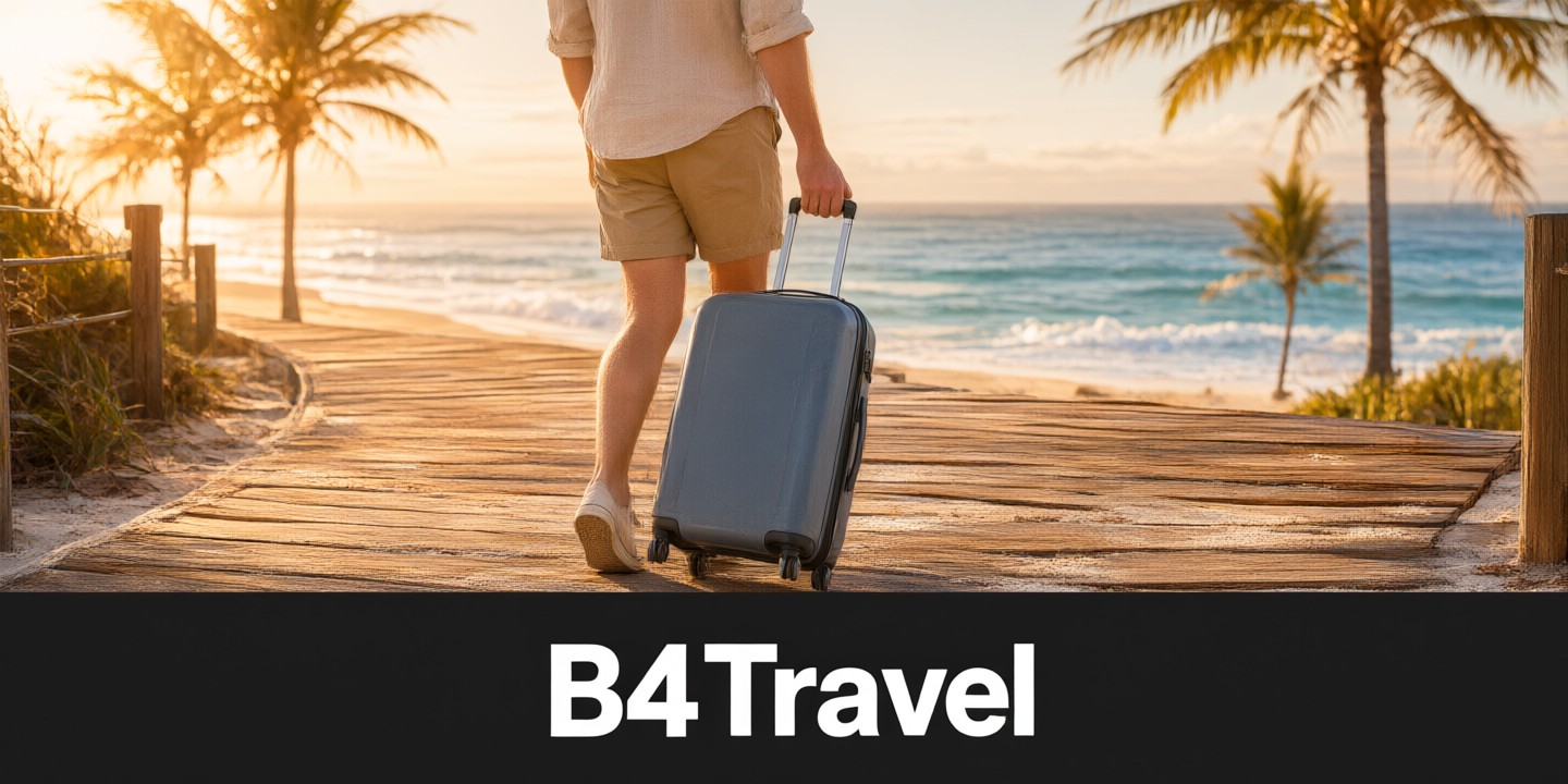 B4Travel Phone Cards: Essential Asia Travel Connectivity A traveler holding a smartphone displaying the B4Travel app interface against an airport departure background.