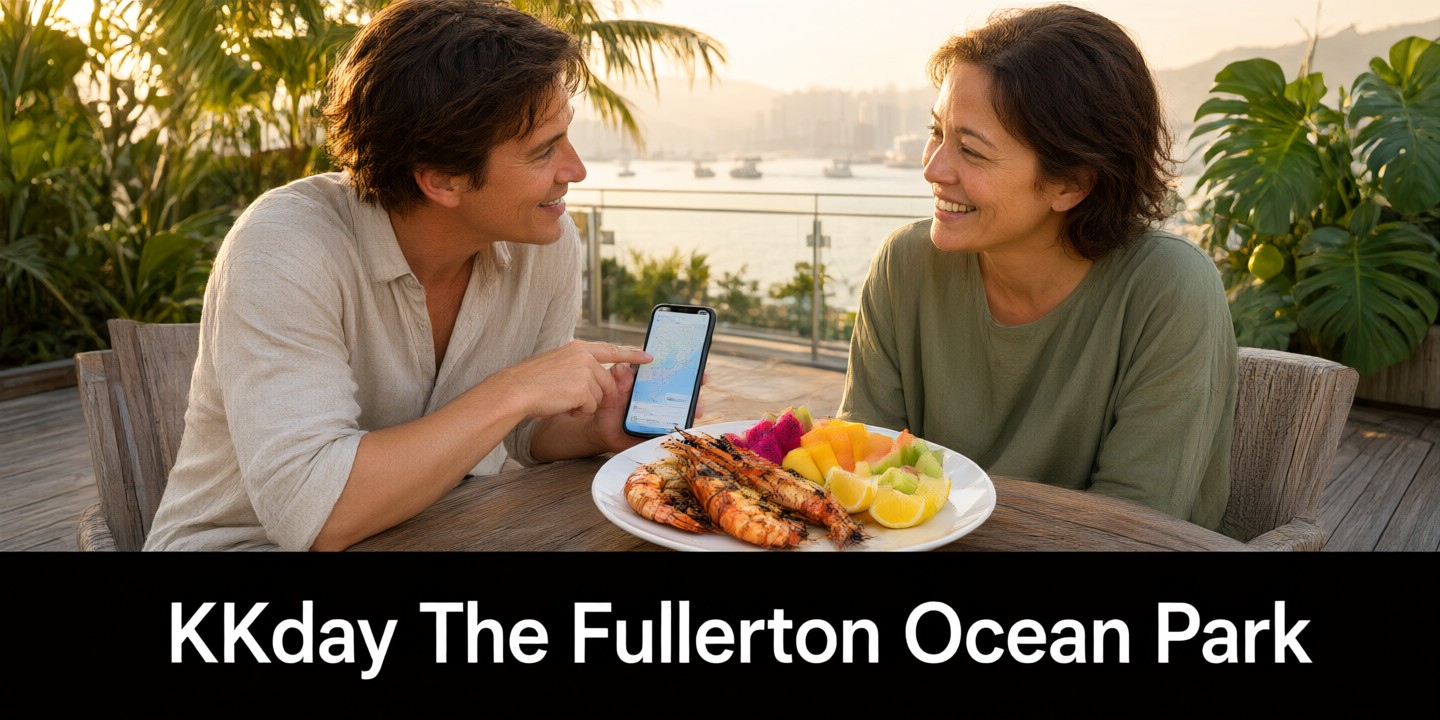 KKday Travel Deals: Japan, Korea & Southeast Asia A traveler holding a smartphone displaying the KKday app interface with various tour options visible against a scenic backdrop of Asian land
